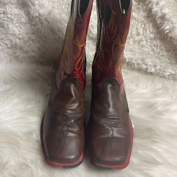 Durango Women's Rebelicious Western Boot Dark brown & Red  rubber soles SZ9.5M - Picture 2 of 14
